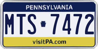 PA license plate MTS7472