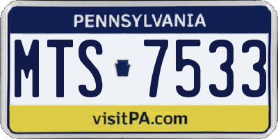 PA license plate MTS7533