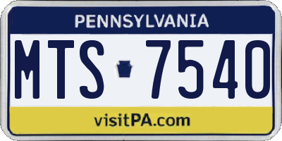 PA license plate MTS7540