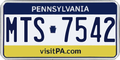 PA license plate MTS7542