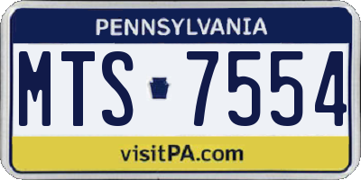PA license plate MTS7554