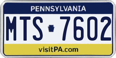 PA license plate MTS7602