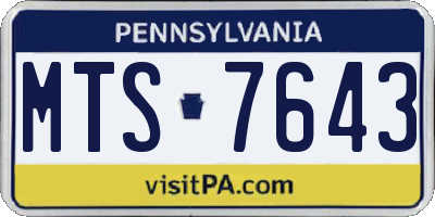 PA license plate MTS7643