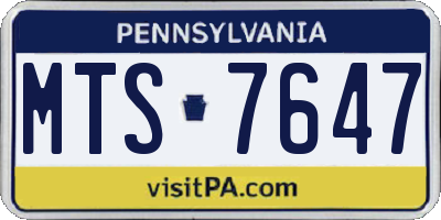 PA license plate MTS7647