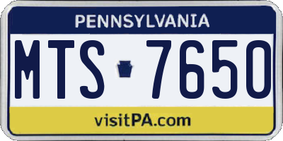 PA license plate MTS7650