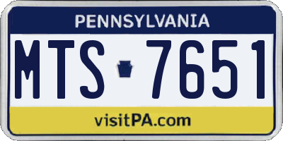 PA license plate MTS7651