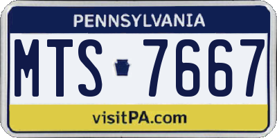 PA license plate MTS7667
