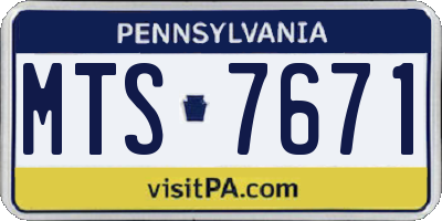 PA license plate MTS7671