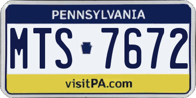 PA license plate MTS7672