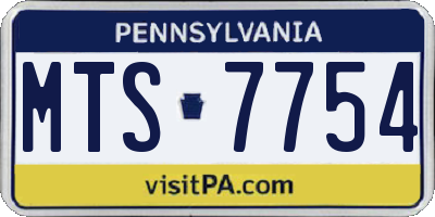 PA license plate MTS7754