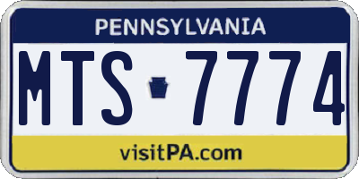 PA license plate MTS7774