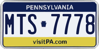 PA license plate MTS7778