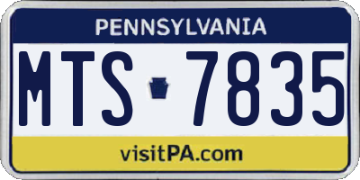 PA license plate MTS7835