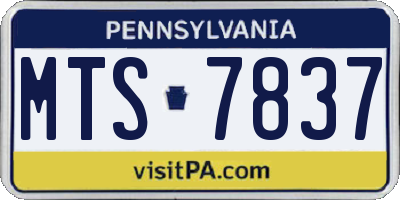PA license plate MTS7837