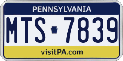 PA license plate MTS7839