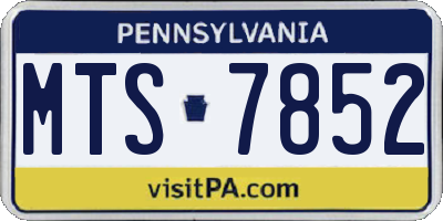 PA license plate MTS7852