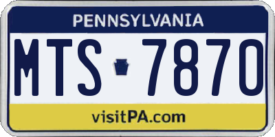 PA license plate MTS7870