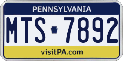 PA license plate MTS7892