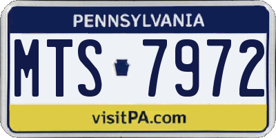 PA license plate MTS7972