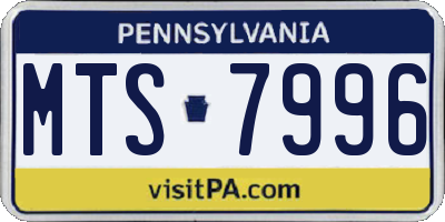 PA license plate MTS7996