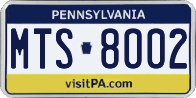 PA license plate MTS8002