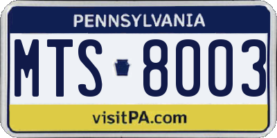 PA license plate MTS8003