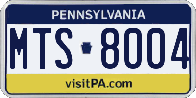 PA license plate MTS8004