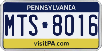 PA license plate MTS8016