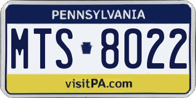 PA license plate MTS8022