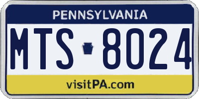 PA license plate MTS8024
