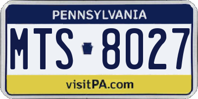 PA license plate MTS8027