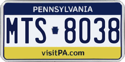 PA license plate MTS8038