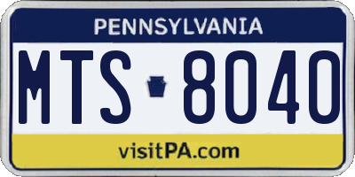 PA license plate MTS8040