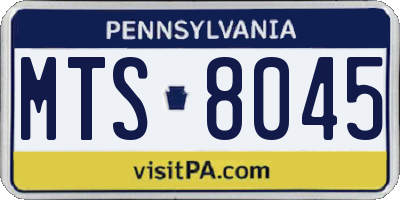 PA license plate MTS8045