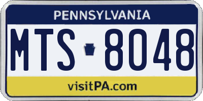 PA license plate MTS8048