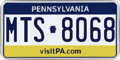 PA license plate MTS8068