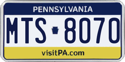 PA license plate MTS8070