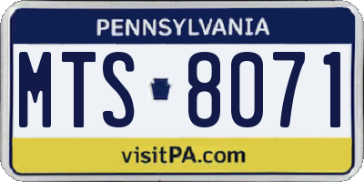 PA license plate MTS8071