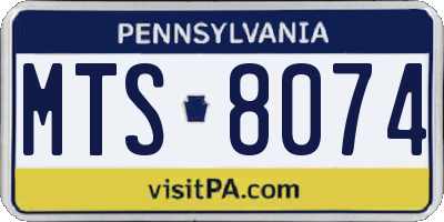 PA license plate MTS8074
