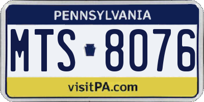 PA license plate MTS8076