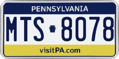 PA license plate MTS8078