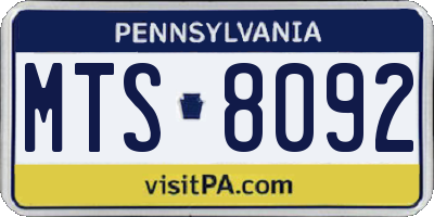 PA license plate MTS8092