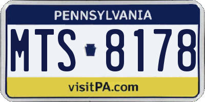 PA license plate MTS8178