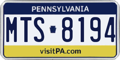 PA license plate MTS8194