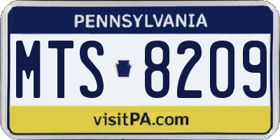PA license plate MTS8209