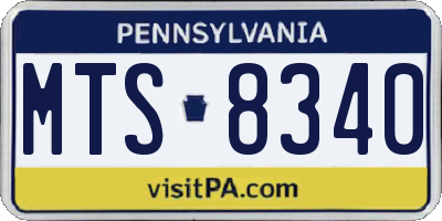 PA license plate MTS8340