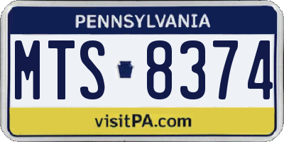 PA license plate MTS8374