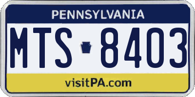 PA license plate MTS8403