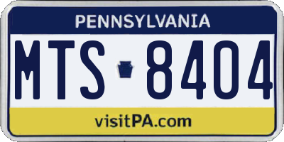 PA license plate MTS8404