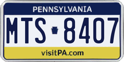 PA license plate MTS8407